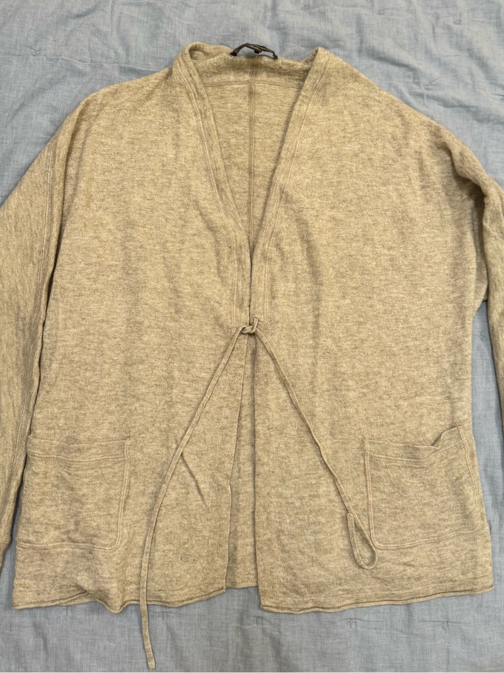 Tommy Bahama Gray Tie Front Wool Blend Cardigan Women’s S Soft Knit - Picture 2 of 9
